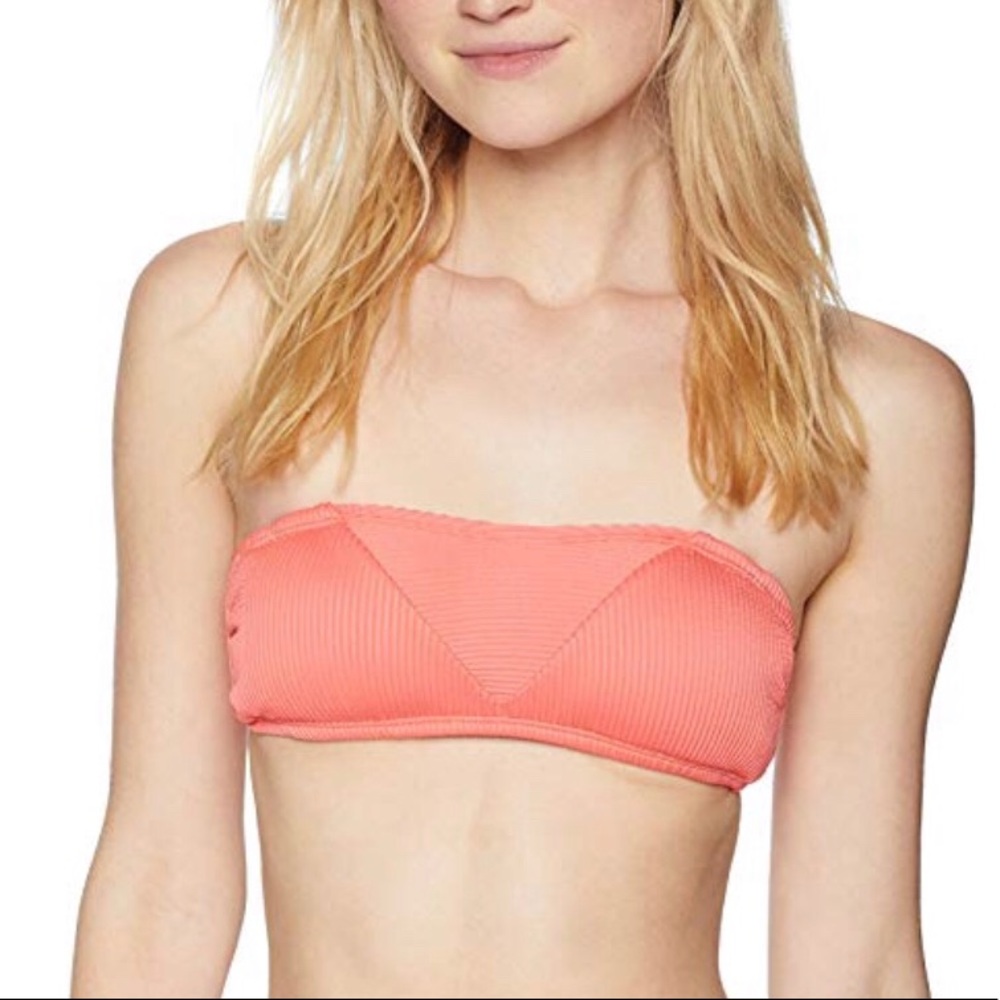 The Bikini Lab Ribbed Bandeau Halter Bikini Top